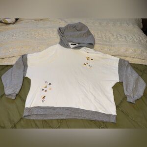 Michael Lauren Gray and White Hoodie with Star Accents